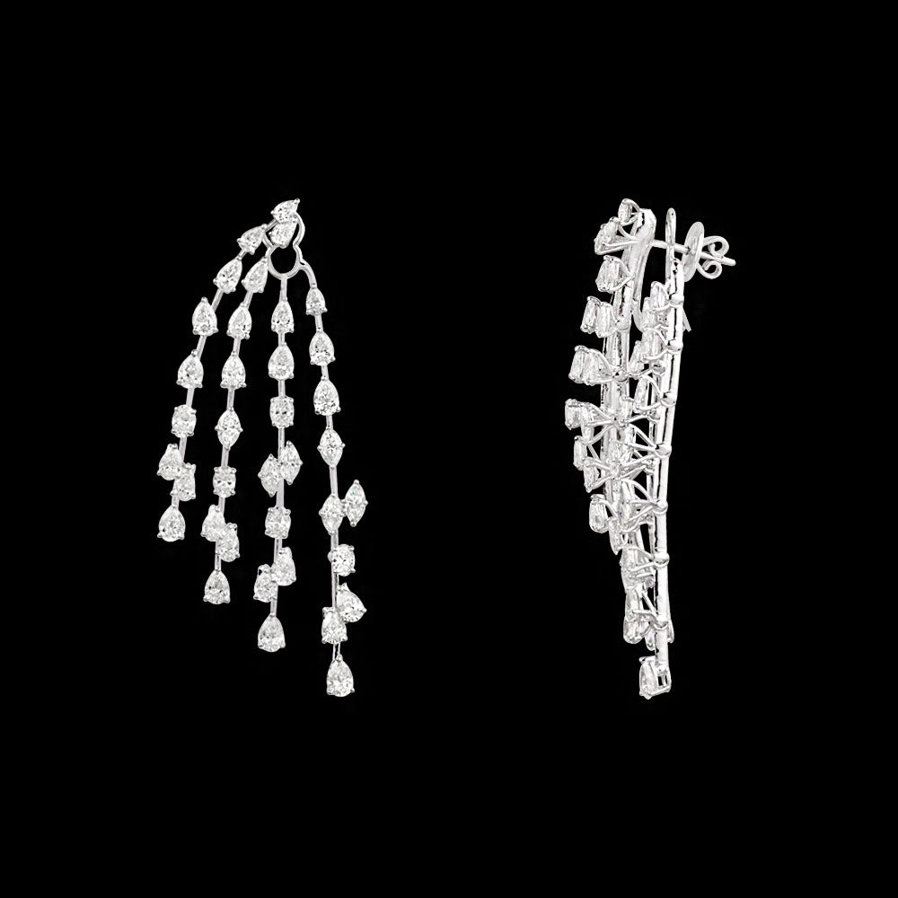 14K White Gold Diamond Earrings - 14.394ct VVS-VS-GH