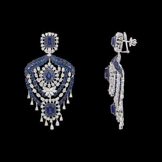 14K White Gold Diamond Jewellery - 14.296ct VVS-VS-GH with Colour Stones