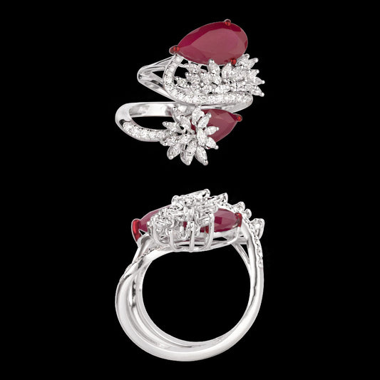 18K White Gold Diamond Ring - 1.605ct VVS-VS-EF with Colour Stones