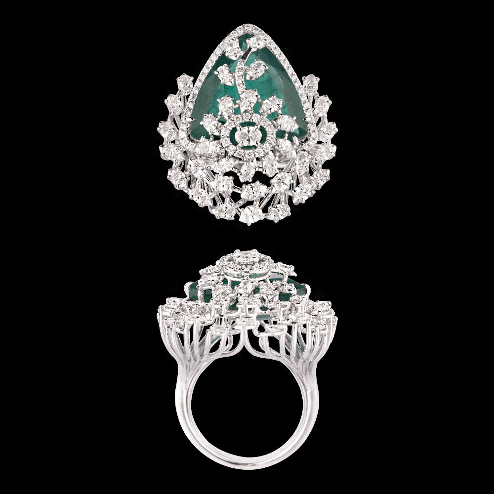18K White Gold Diamond Ring - 2.239ct VVS-VS-GHI with Colour Stones