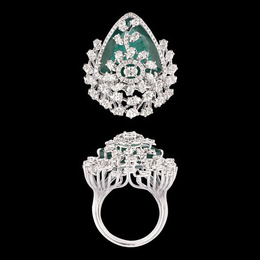18K White Gold Diamond Ring - 2.239ct VVS-VS-GHI with Colour Stones