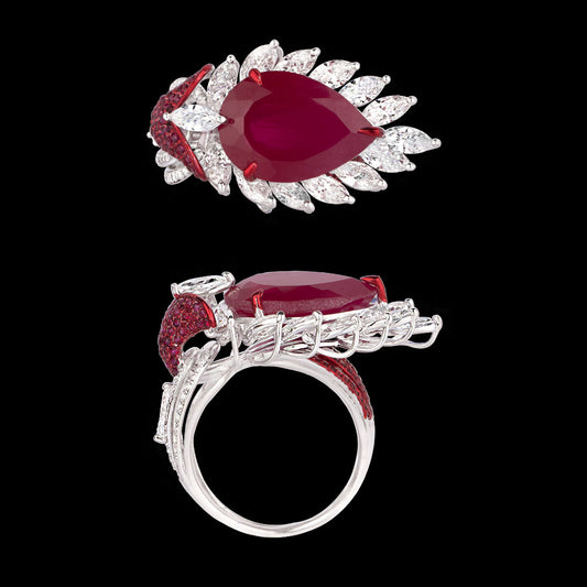 18K White Gold Diamond Ring - 2.437ct VVS-VS-EF with Colour Stones
