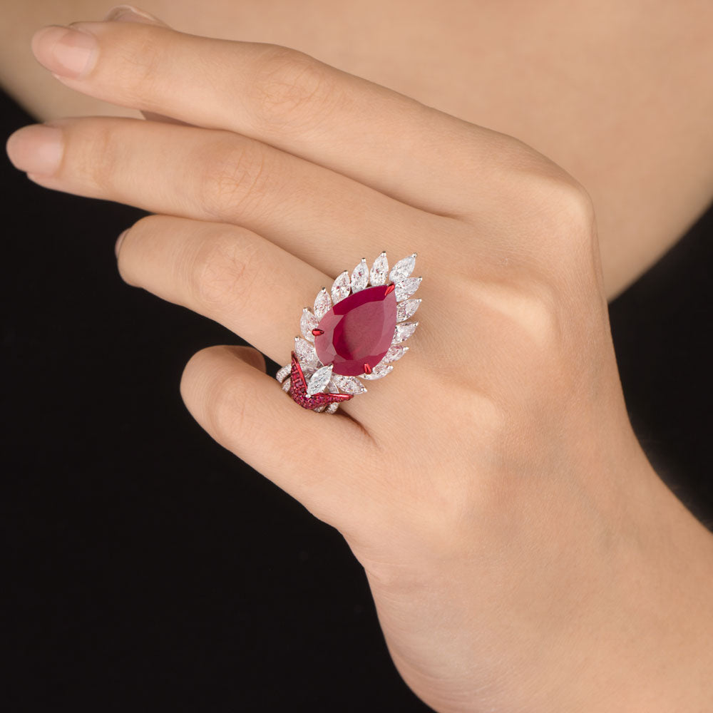 18K White Gold Diamond Ring - 2.437ct VVS-VS-EF with Colour Stones