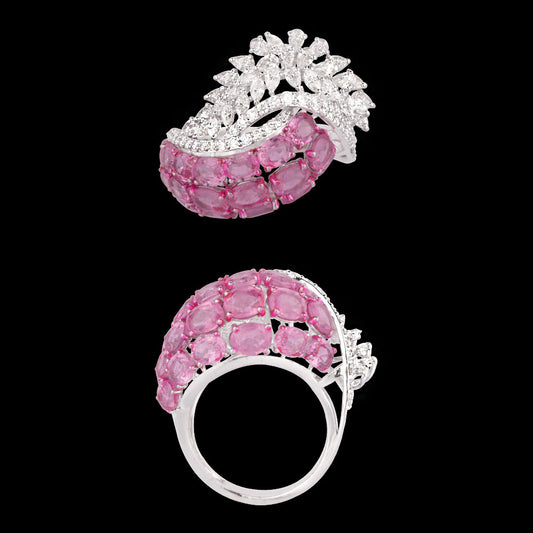 18K White Gold Diamond Ring - 2.099ct VVS-VS-EF with Colour Stones