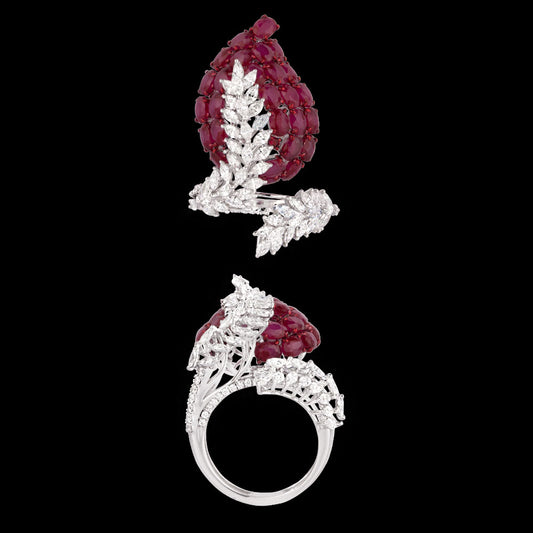18K White Gold Diamond Ring - 2.026ct VVS-VS-EF with Colour Stones
