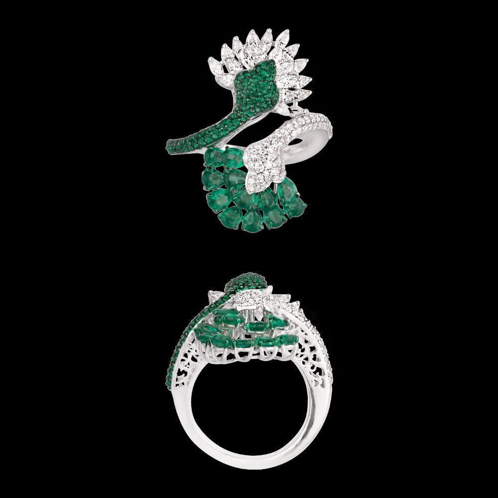 18K White Gold Diamond Ring - 1.225ct VVS-VS-EF with Colour Stones