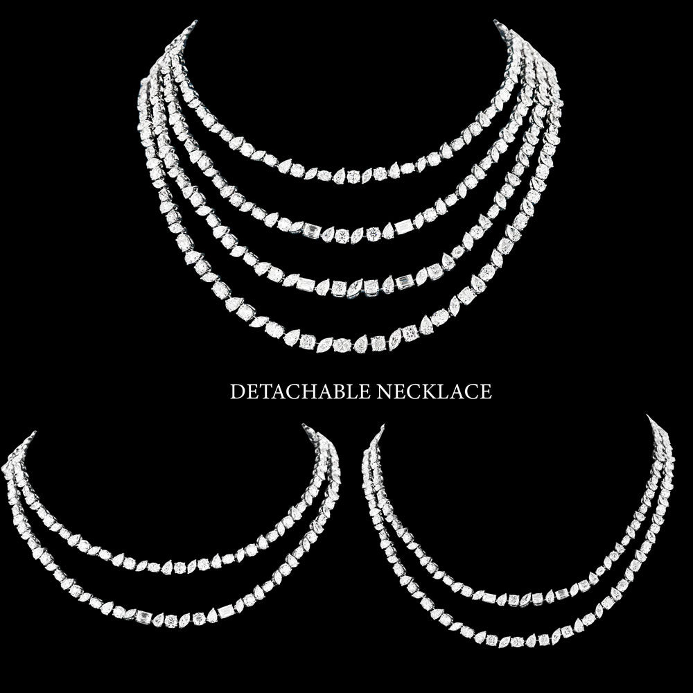 18K White Gold Diamond Necklace - 53.92ct VVS-VS-HI