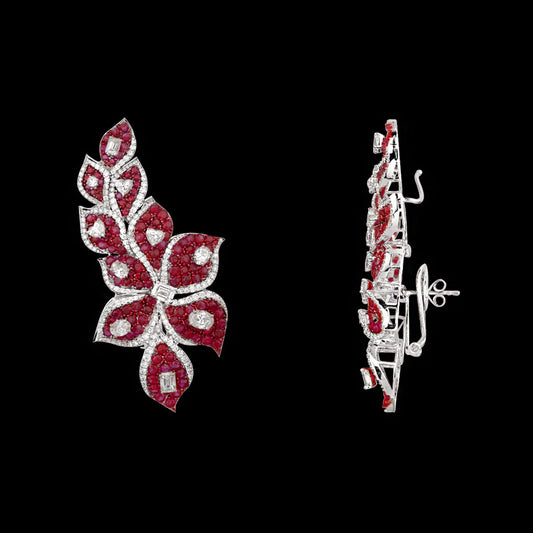 18K White Gold Diamond Earrings - 9.11ct VS-SI-FG with Colour Stones