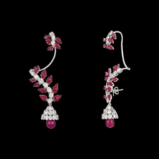 18K White Gold Diamond Earrings - 10.28ct VS-SI-HI with Colour Stones