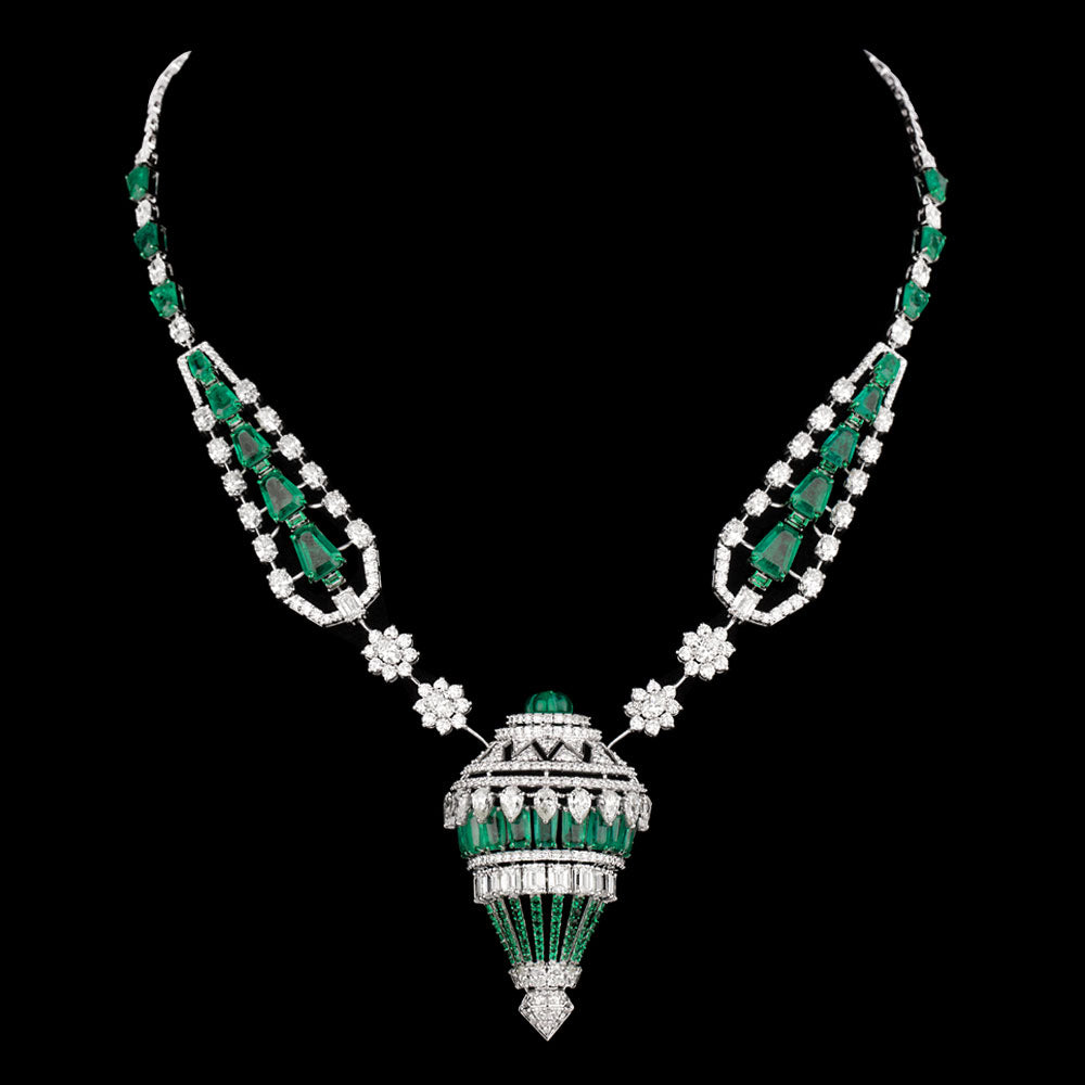 18K White Gold Diamond Necklace - 21.22ct VS-SI-HI with Colour Stones