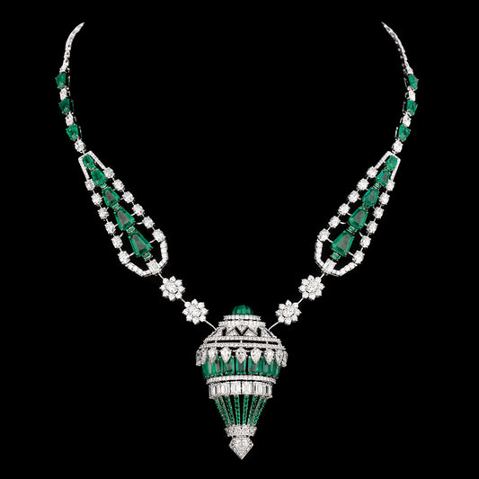 18K White Gold Diamond Necklace - 21.22ct VS-SI-HI with Colour Stones
