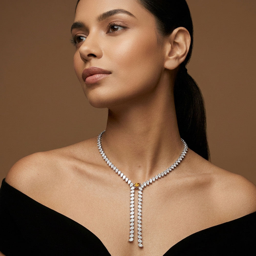 14K White Gold Diamond Necklace - 20.263ct VVS-VS-FG