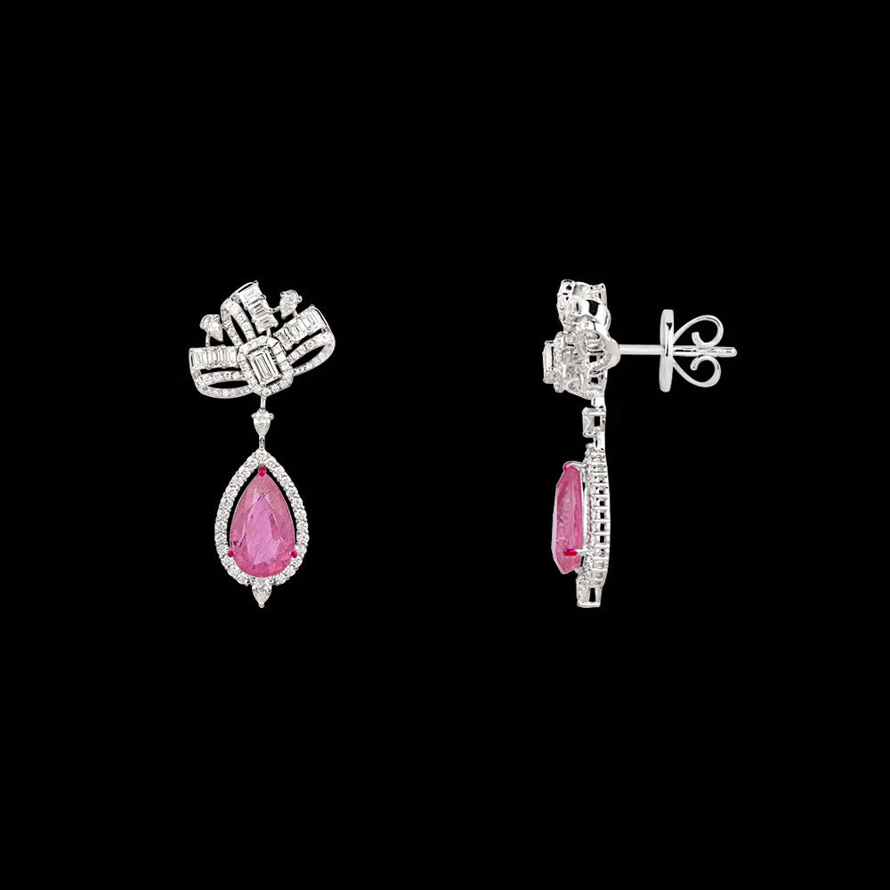 18K White Gold Diamond Jewellery - 4.27ct VVS-VS-GH with Colour Stones