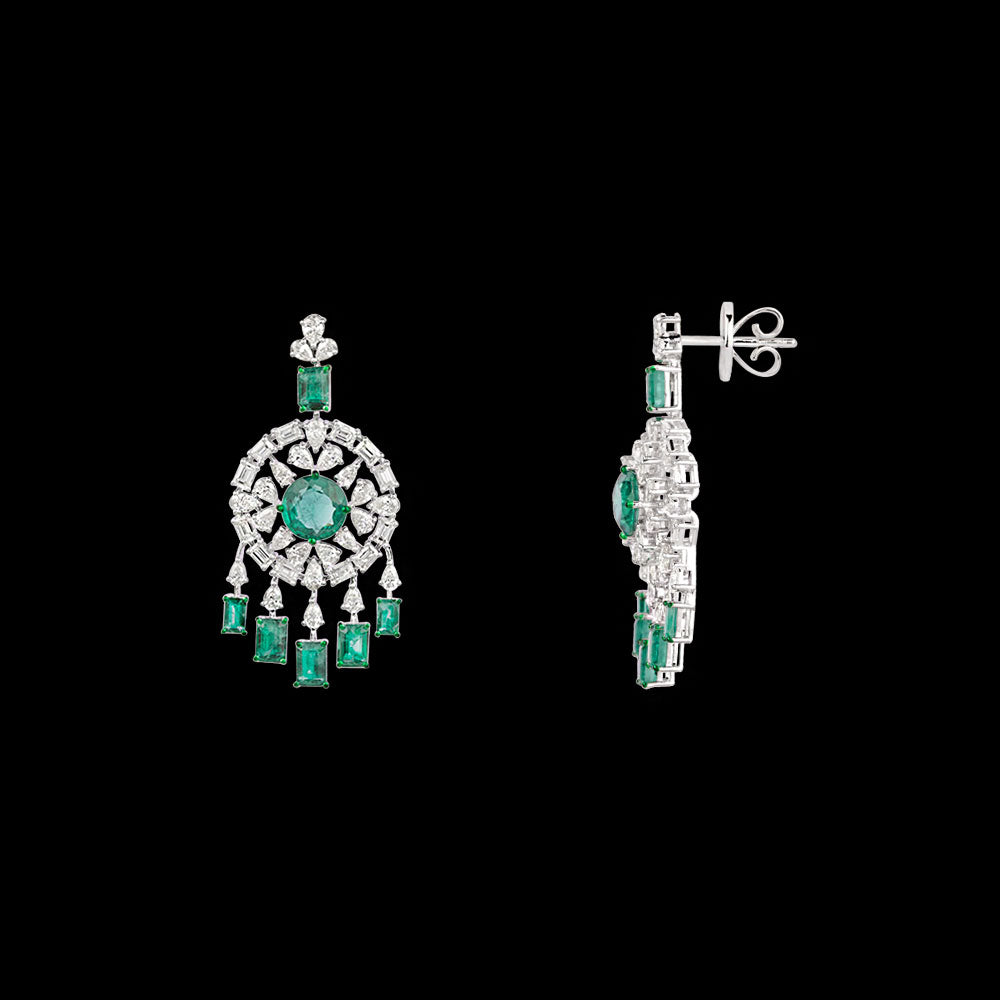 18K White Gold Diamond Jewellery - 7.36ct VVS-VS-IJ with Colour Stones