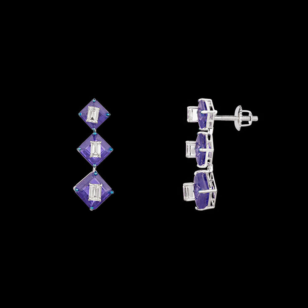 18K White Gold Diamond Jewellery - 2.731ct VVS-VS-GH with Colour Stones