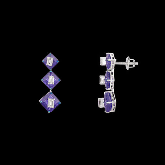 18K White Gold Diamond Jewellery - 2.731ct VVS-VS-GH with Colour Stones