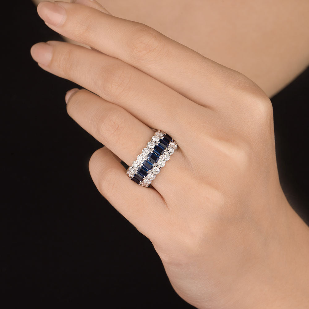 18K White Gold Diamond Ring - 3.27ct VS-SI-GH with Colour Stones