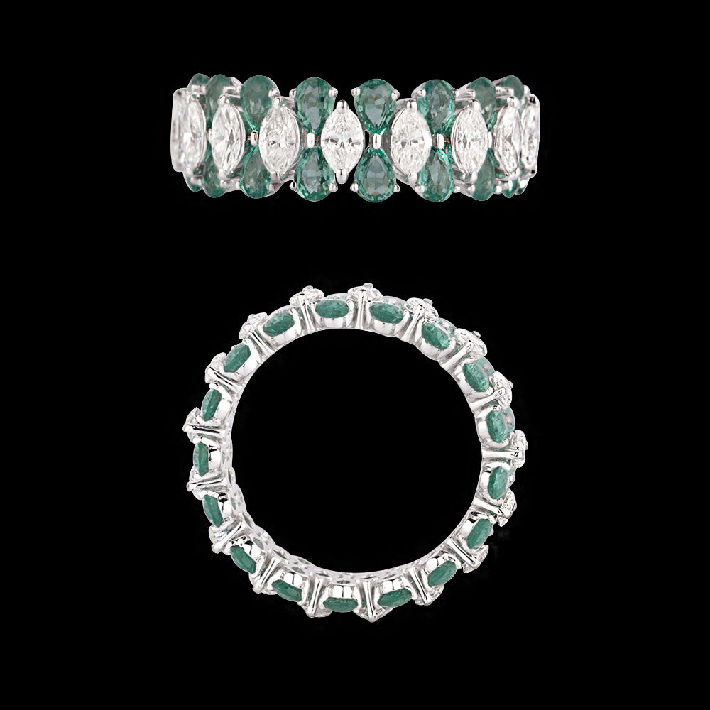 18K White Gold Diamond Ring - 1.68ct VS-SI-GH with Colour Stones