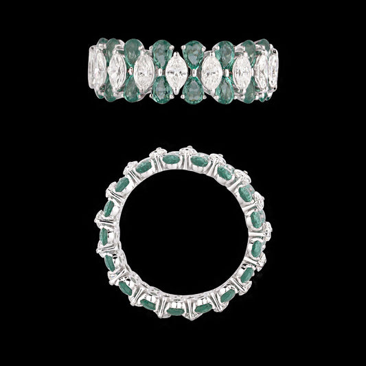 18K White Gold Diamond Ring - 1.68ct VS-SI-GH with Colour Stones