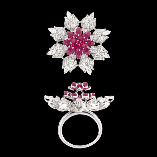 18K White Gold Diamond Ring - 2.772ct VS-SI-GH with Colour Stones