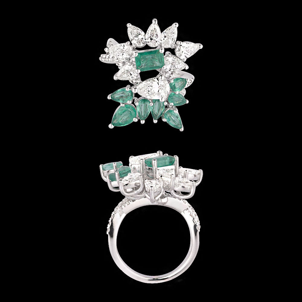 18K White Gold Diamond Ring - 2.253ct VS-SI-GH with Colour Stones