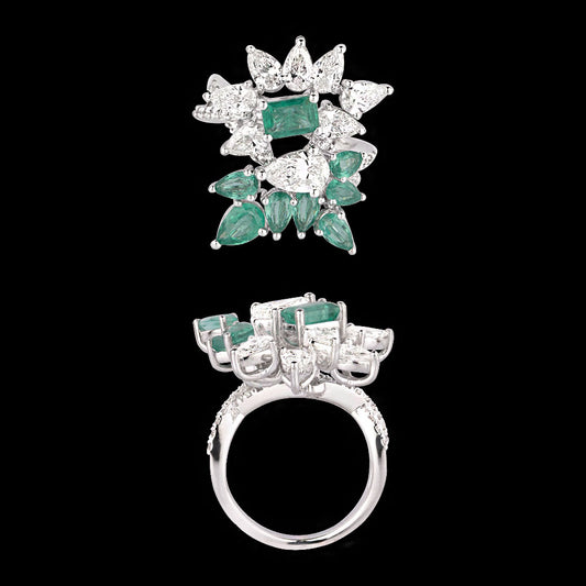 18K White Gold Diamond Ring - 2.253ct VS-SI-GH with Colour Stones