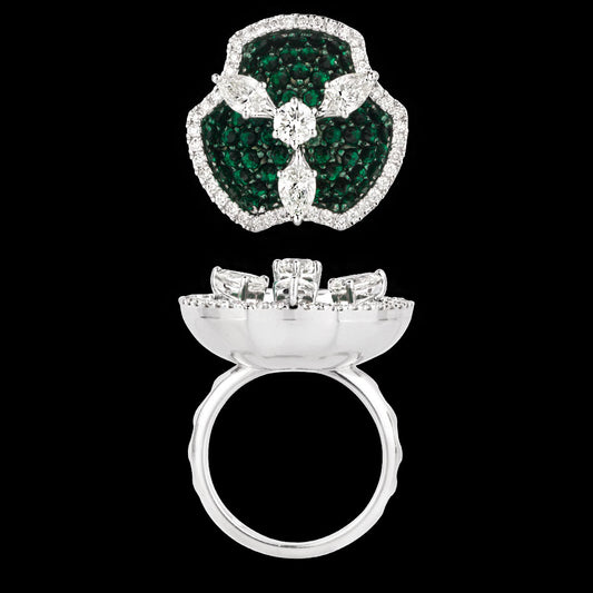 18K White Gold Diamond Ring - 1.57ct VVS-VS-IJ with Colour Stones