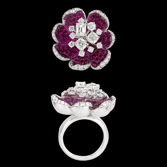 18K White Gold Diamond Ring - 2.5ct VS-SI-GH with Colour Stones