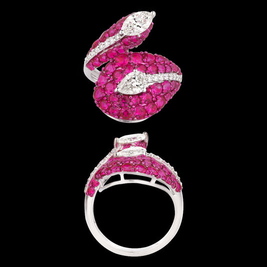 18K White Gold Diamond Ring - 1.14ct VVS-VS-IJ with Colour Stones
