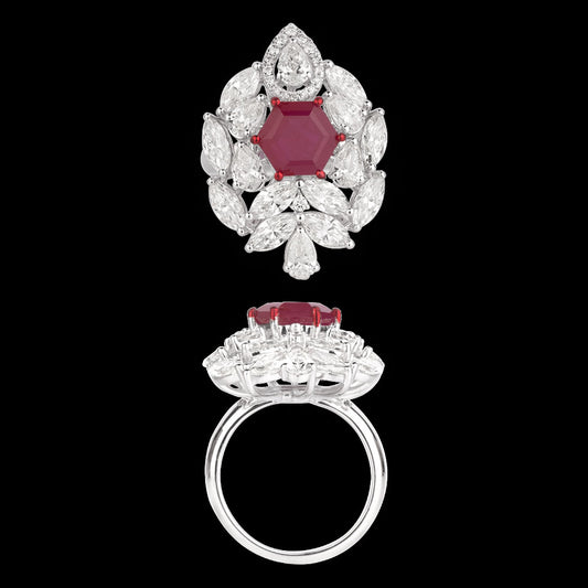 18K White Gold Diamond Ring - 3.98ct VVS-VS-IJ with Colour Stones
