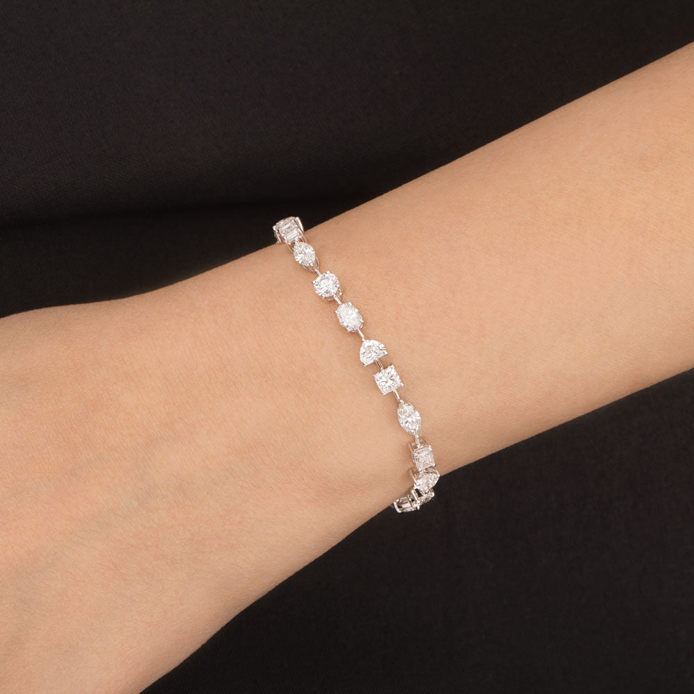 18K White Gold Diamond Bracelet - 6.765ct VVS-VS-HI