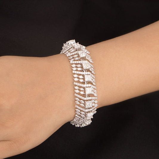 14K White Gold Diamond Bracelet - 25.116ct VVS-VS-GH