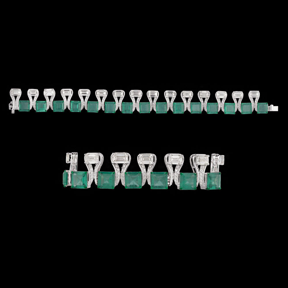 14K White Gold Diamond Bracelet - 12.113ct VS-SI-JK with Colour Stones