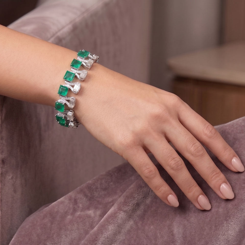 14K White Gold Diamond Bracelet - 12.113ct VS-SI-JK with Colour Stones