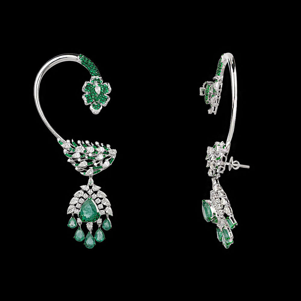 14K White Gold Diamond Jewellery - 7.703ct VVS-VS-JK with Colour Stones