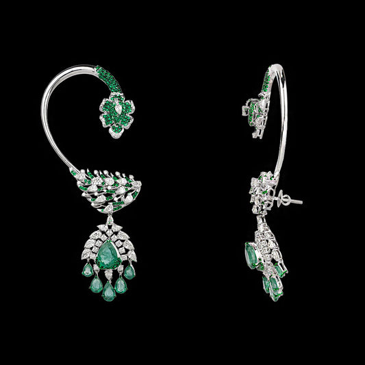14K White Gold Diamond Jewellery - 7.703ct VVS-VS-JK with Colour Stones