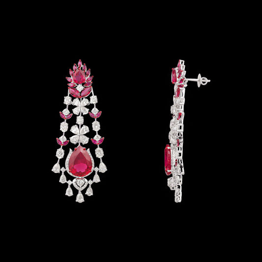 14K White Gold Diamond Jewellery - 15.51ct VVS-VS-IJ with Colour Stones