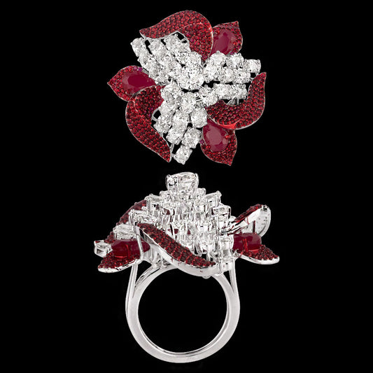 14K White Gold Diamond Ring - 5.909ct VS-SI-IJ with Colour Stones
