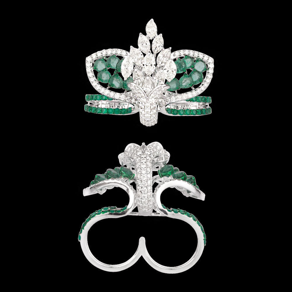 14K White Gold Diamond Ring - 6.11ct VS-SI-IJ with Colour Stones