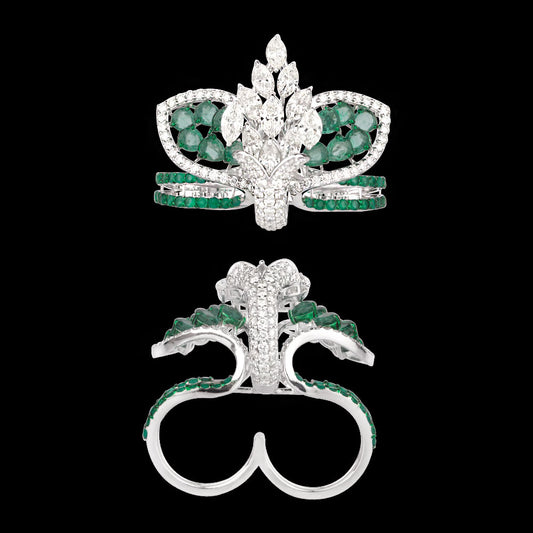 14K White Gold Diamond Ring - 6.11ct VS-SI-IJ with Colour Stones