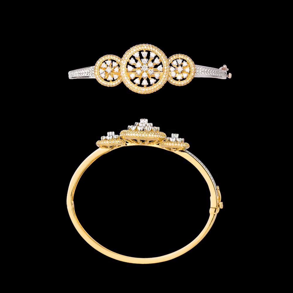 14K Yellow Gold Diamond Kada - 2.18ct VVS-VS-GH