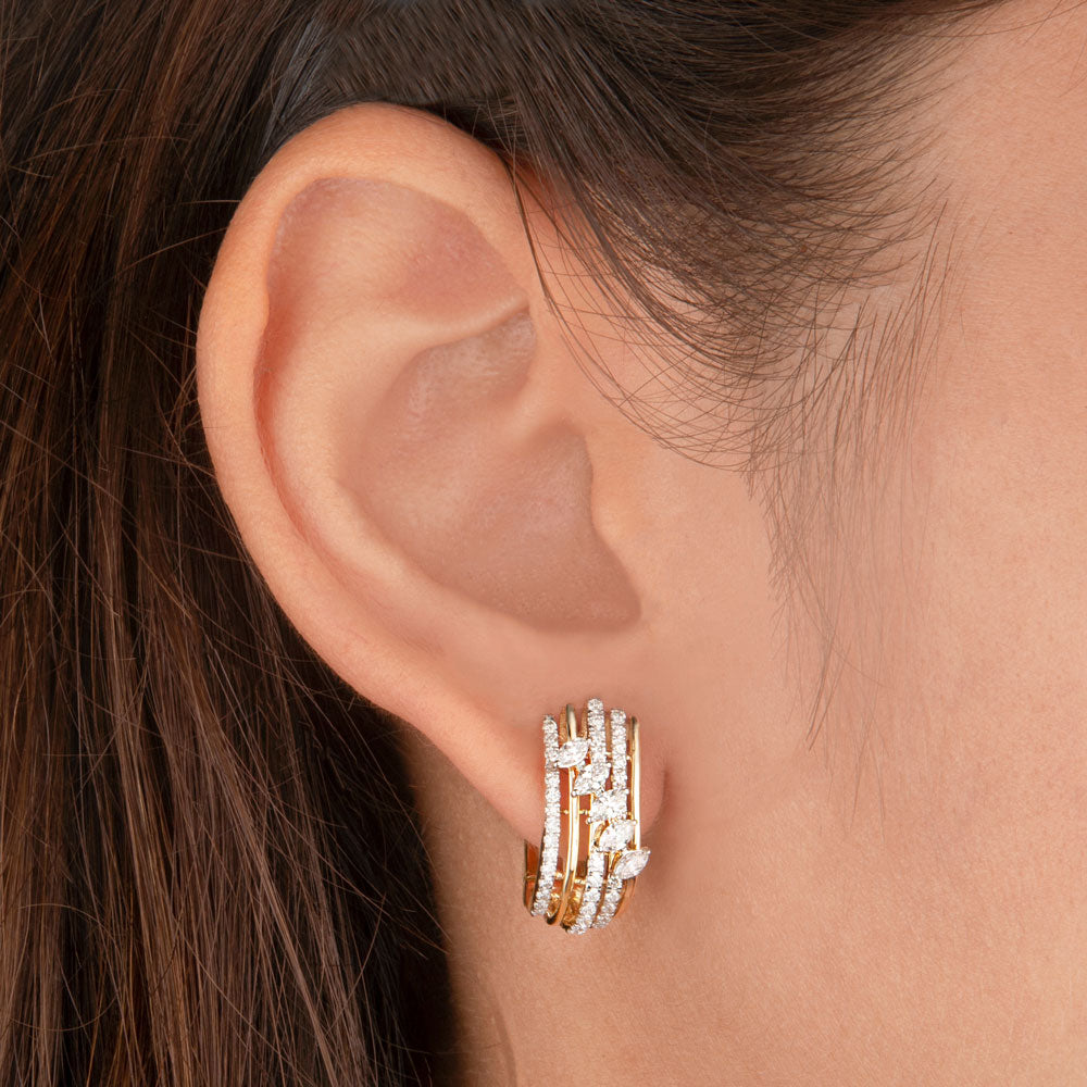 14K Yellow Gold Diamond Earrings - 0.98ct VS-SI-FG