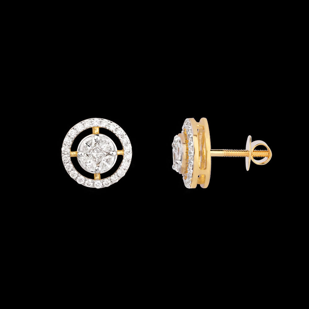 14K Two Tone Gold Diamond Earrings - 0.9ct VS-FG