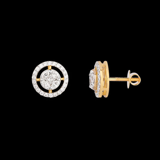14K Two Tone Gold Diamond Earrings - 0.9ct VS-FG