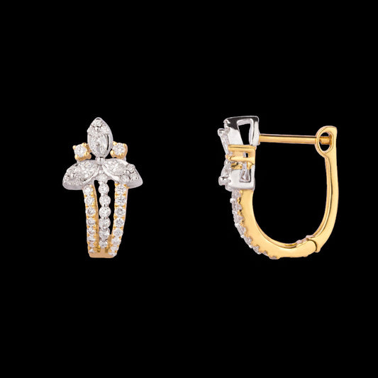 14K Two Tone Gold Diamond Earrings - 0.83ct VS-FG
