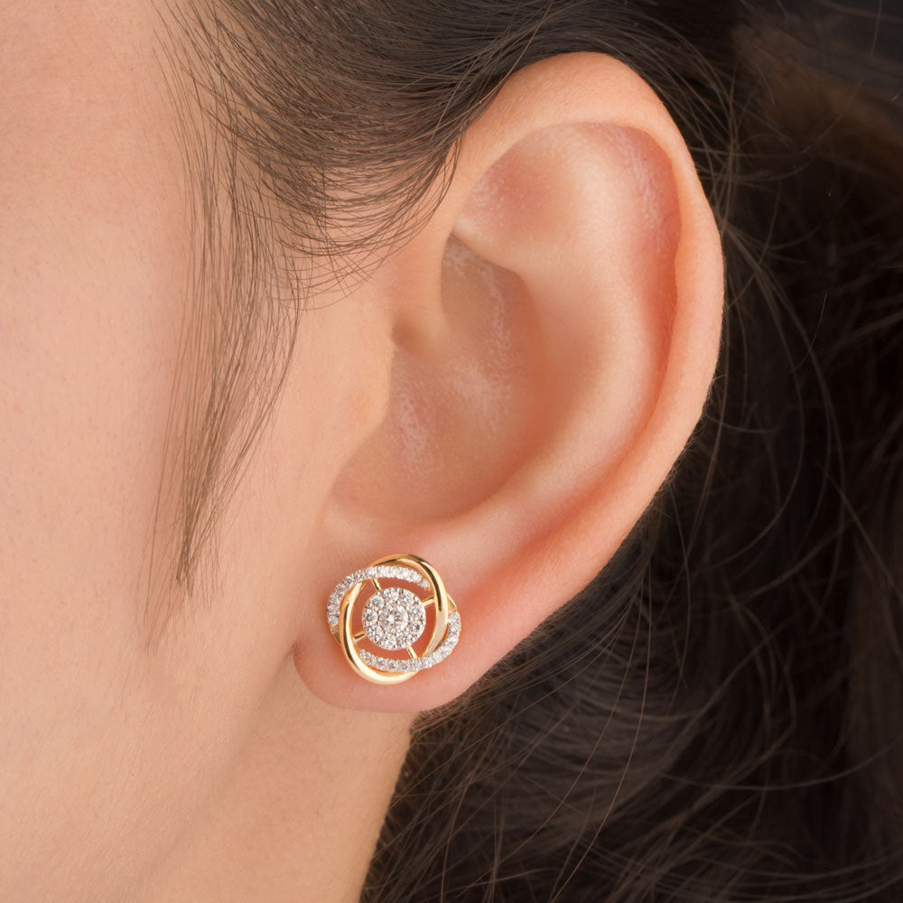 18K Yellow Gold Diamond Earrings - 0.515ct VS-SI-GH