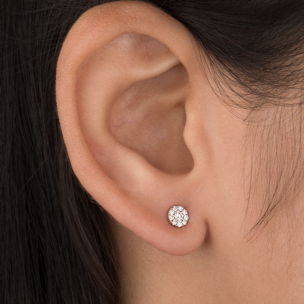 18K Yellow Gold Diamond Earrings - 0.196ct VS-IJ