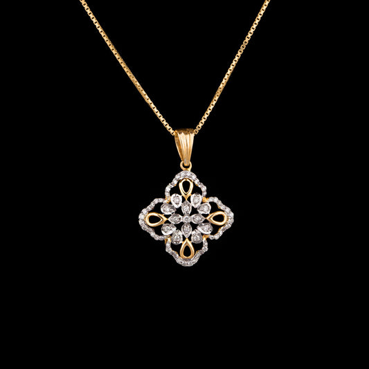 18K Yellow Gold Diamond Pendant - 0.44ct VVS-VS-EF