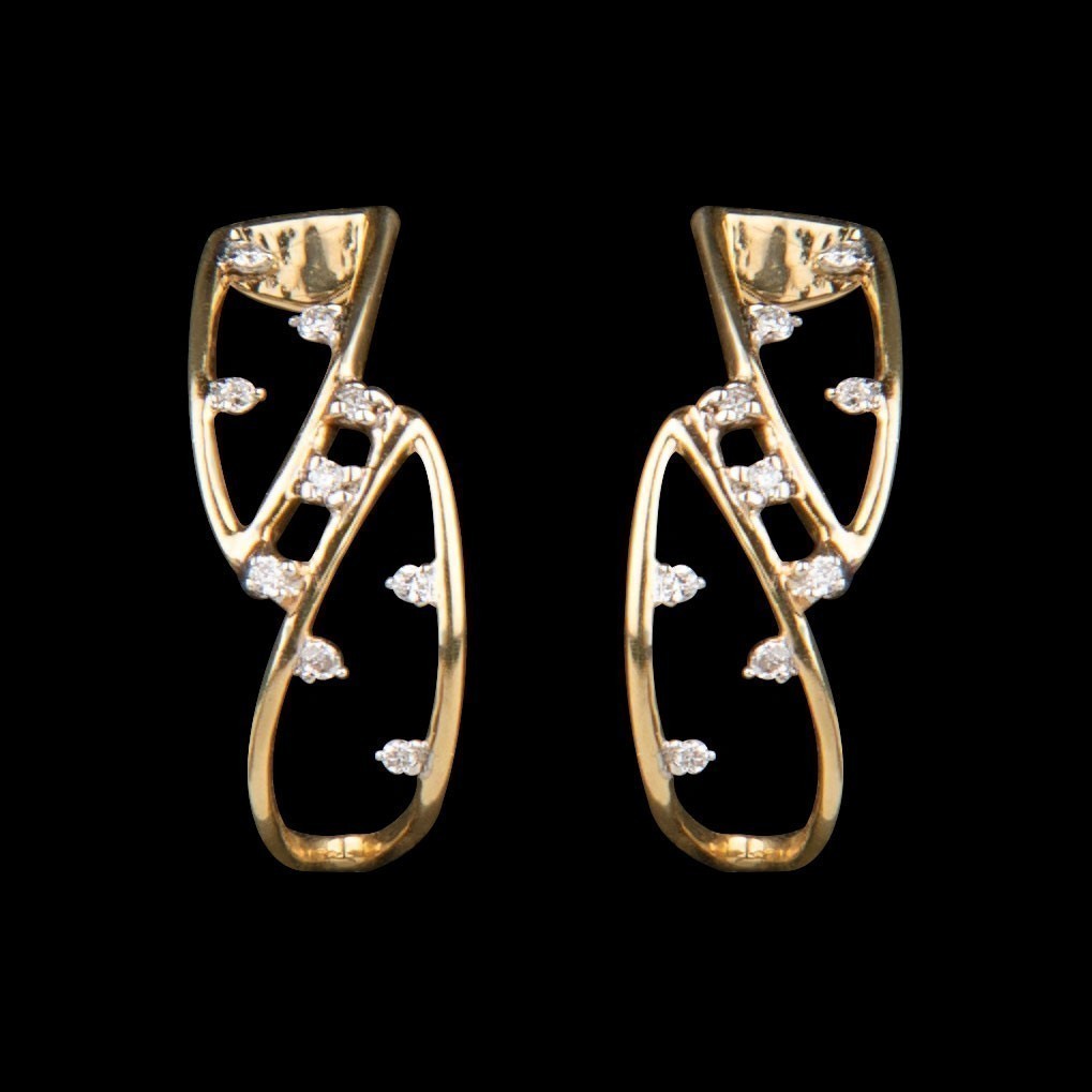 14K Yellow Gold Diamond Earrings - 0.06ct SI-HI