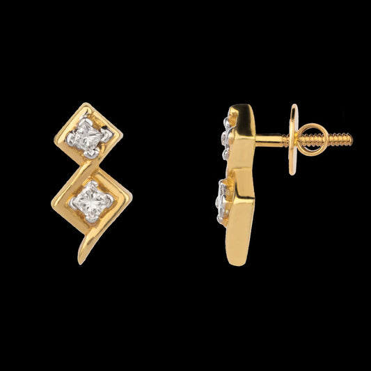 18K Yellow Gold Diamond Earrings - 0.12ct VVS-VS-GH